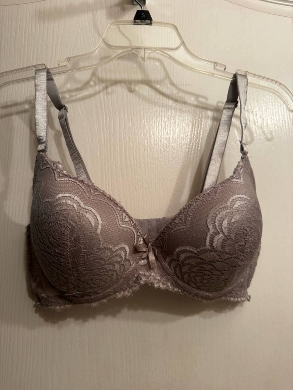 Lace Underwire Bra - Light Gray